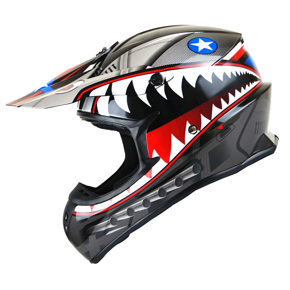 1Storm Adult Motocross BMX MX ATV Dirt Bike Helmet Racing Style SC09SCLS; Shark Black