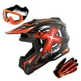 thumbnail image 1 of 1Storm Adult Motocross Helmet BMX MX ATV Dirt Bike Helmet Racing Style HF801 + Goggle + Gloves Bundle; Sonic Orange, 1 of 8