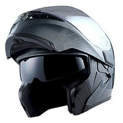 1Storm Motorcycle Street Bike Modular Flip up Dual Visor Full Face Helmet HB89 Carbon Fiber Black