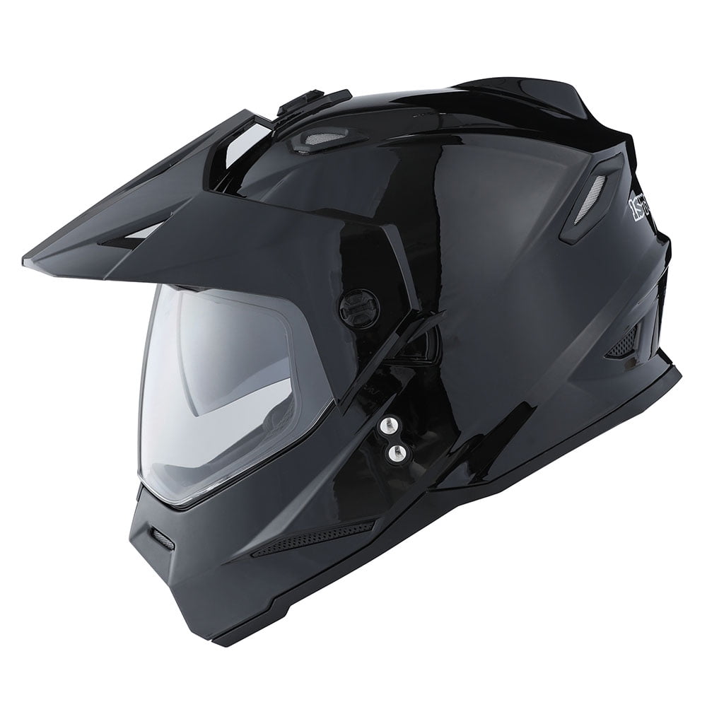 1Storm Adult Motorcycle Motocross Dual Sport Off Road Full Face Dual Visor Helmet F802CLS Glossy Black