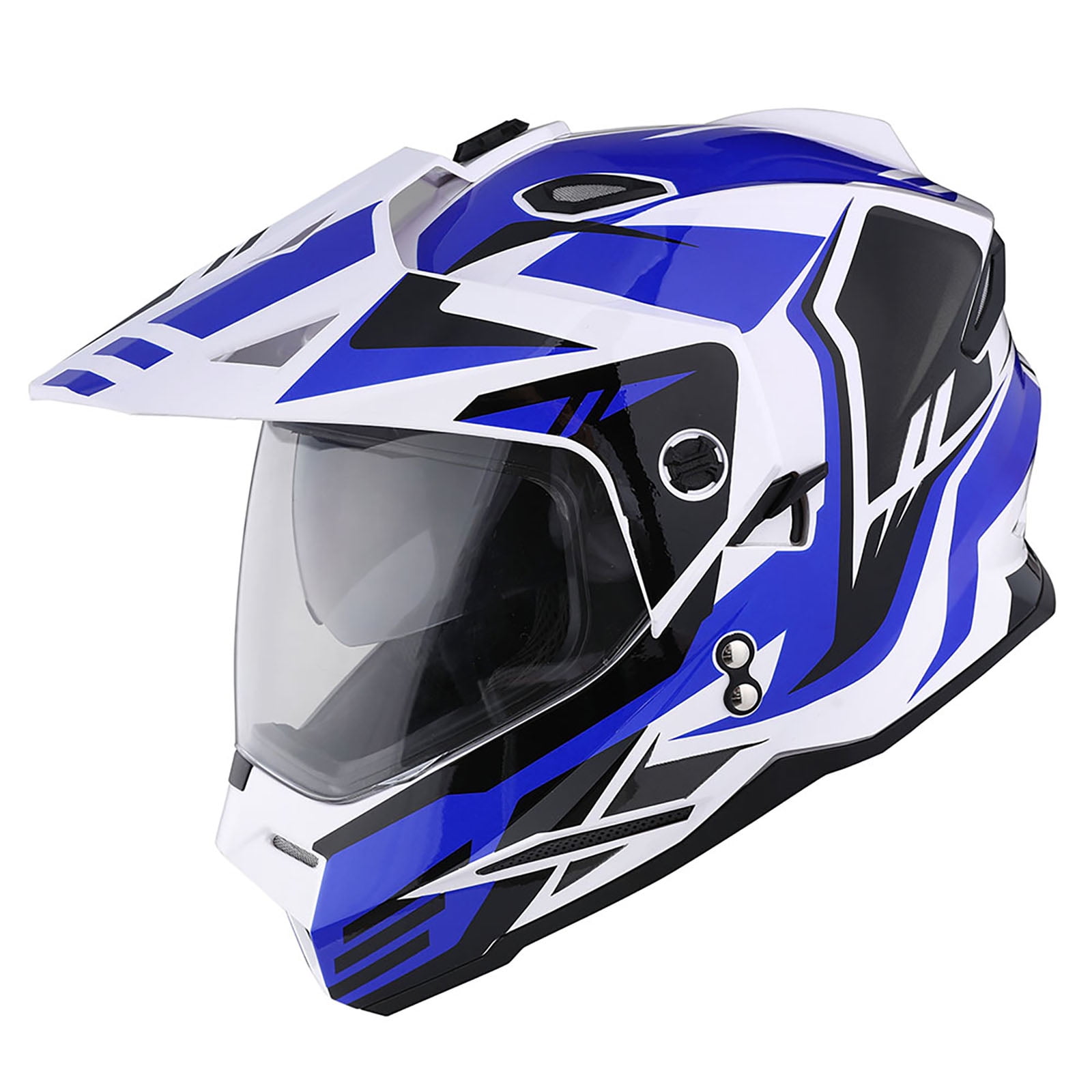 1Storm Adult Motorcycle Motocross Dual Sport Off Road Full Face Dual Visor Helmet F802CLS Storm Force Blue