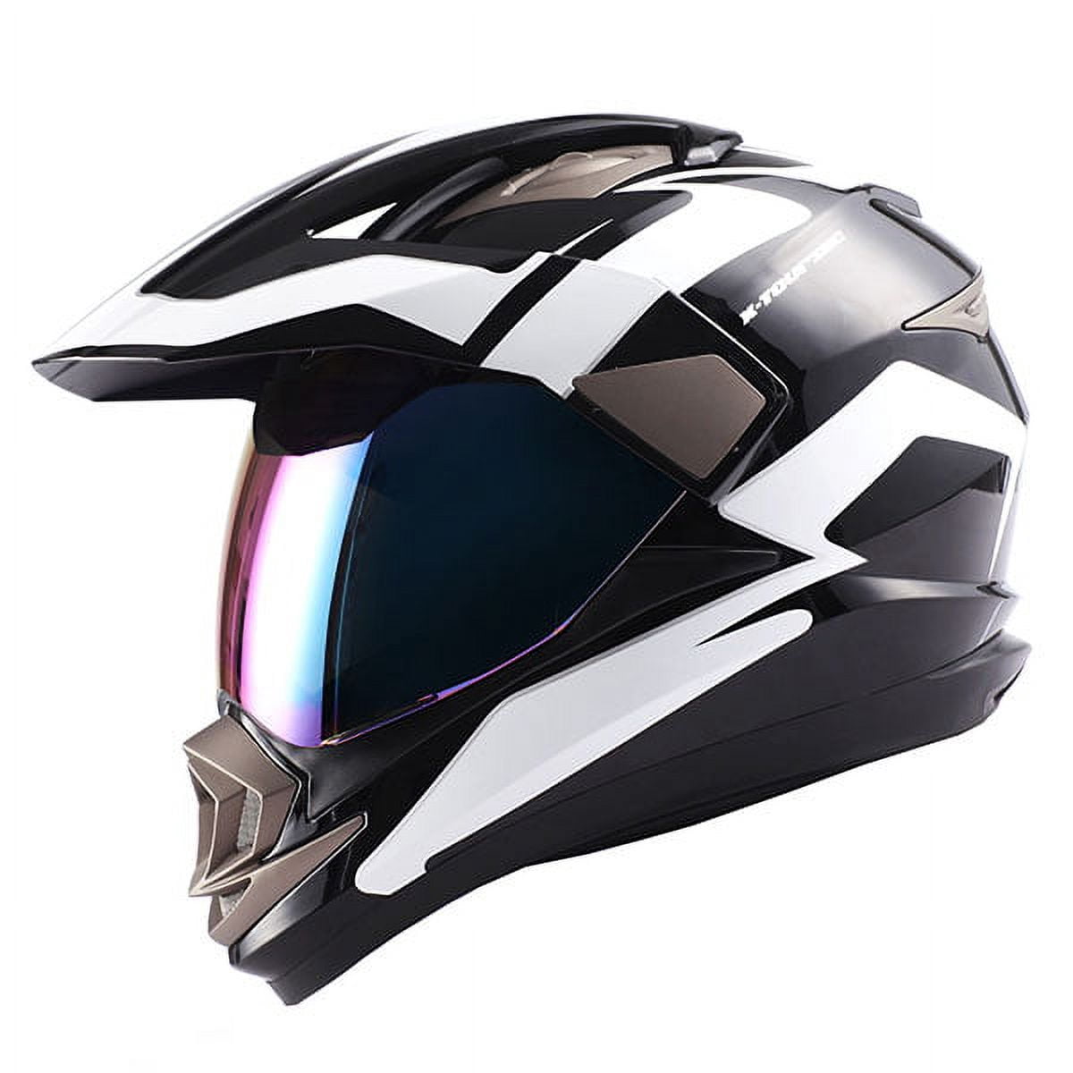 1Storm Dual Sport Helmet Motorcycle Full Face Motocross Off Road Bike HGXP14A Racing Black White