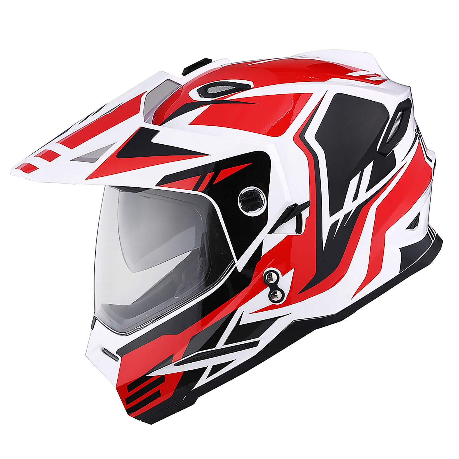 1Storm Dual Sport Motorcycle Motocross Off Road Full Face Helmet HF802 Dual Visor Storm Force Red