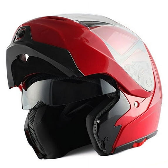 1Storm HG339 Red Thermoplastic Glossy Full Face Modular Dual Visor XL Motorcycle Helmet