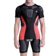 1Storm Men Nylon Anti-Collision Short Shirt Football Baseball Basketball Bike Rugby Snowboard Ski Volleyball Padded Protective Gear Black Orange
