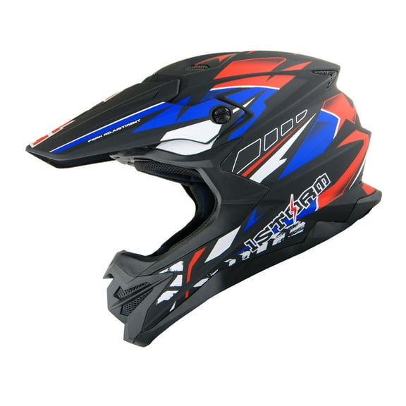 1Storm Motocross Adult Helmet Downhill Mountain Bike Helmet BMX MX ATV Dirt Bike Storm Style HF803; Red Blue