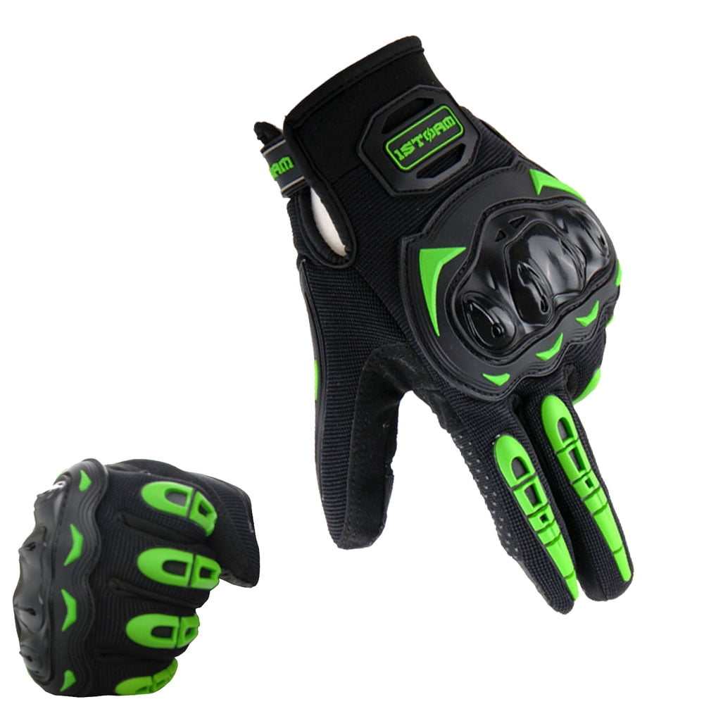 Black and green motorcycle gloves discount
