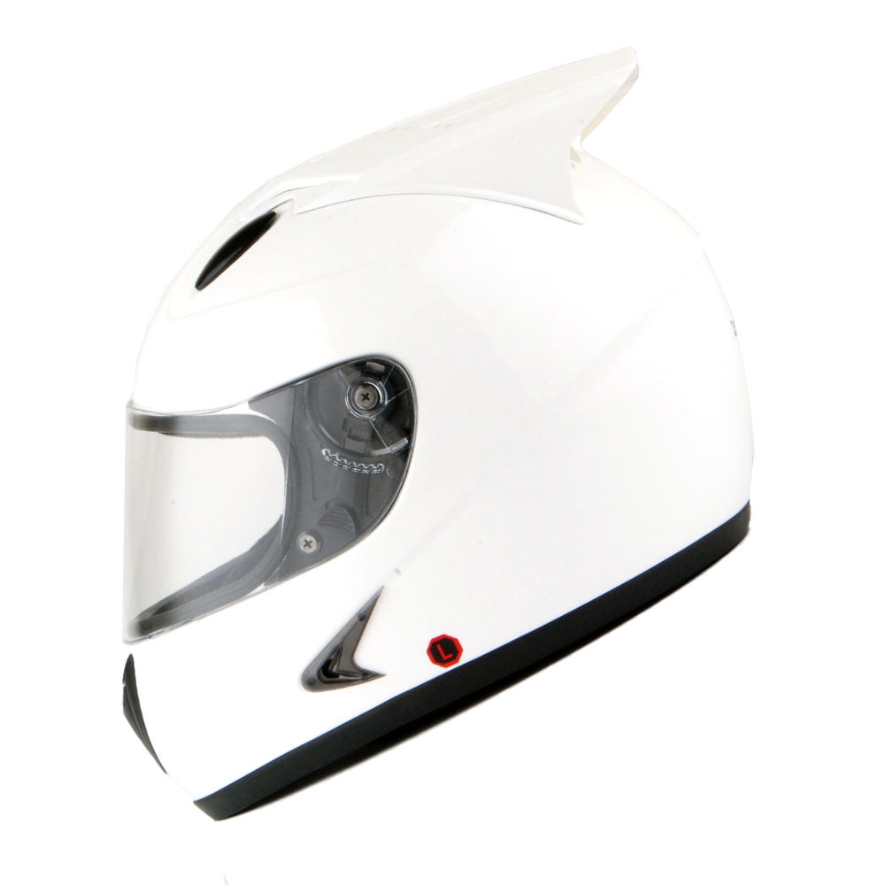 1Storm Motorcycle Bike Full Face Helmet HB75 Horn Wing as Bonus Glossy White