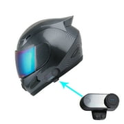 1Storm Motorcycle Bike Full Face Helmet Mechanic HJDJ11 + Motorcycle Bluetooth Headset: Carbon Fiber Black
