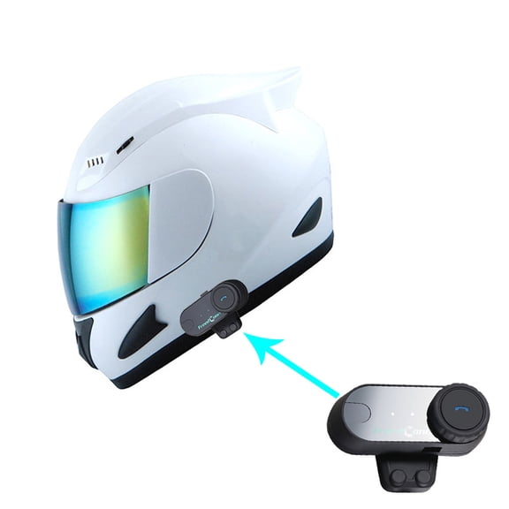 1Storm Motorcycle Bike Full Face Helmet Mechanic HJDJ11 + Motorcycle Bluetooth Headset: Glossy White