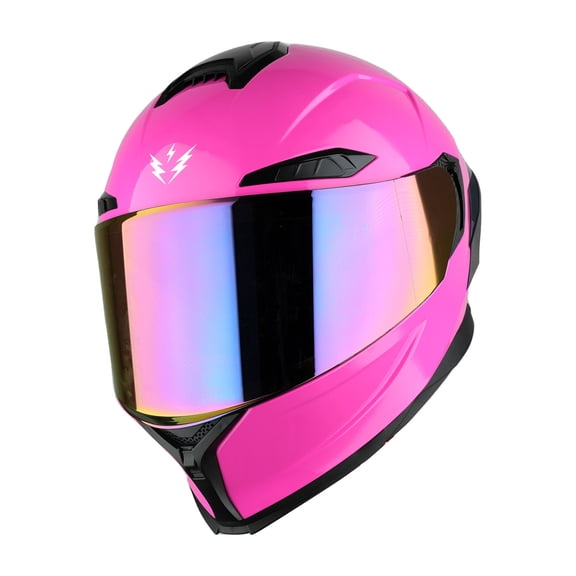 1Storm Motorcycle Full Face Helmet DOT Adults Street Bike Dual Visor Sun Inner Shield with One Extra Clear Shield: HJAH15 Tinted Glossy Pink