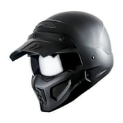 1Storm Motorcycle Full Face Helmet Open Face Helmet with Smoked Shield (Detachable Visor & Face Mask): HKY881S-E Matt Black