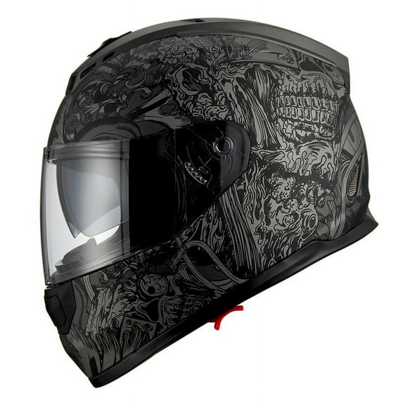 1Storm Motorcycle Full Face Helmet Street Bike Dual Visor/Sun Shield HJAH15 Monster Skull Black