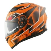 1Storm Motorcycle Full Face Helmet Street Bike Dual Visor/Sun Shield N-HJK316 Panther Orange