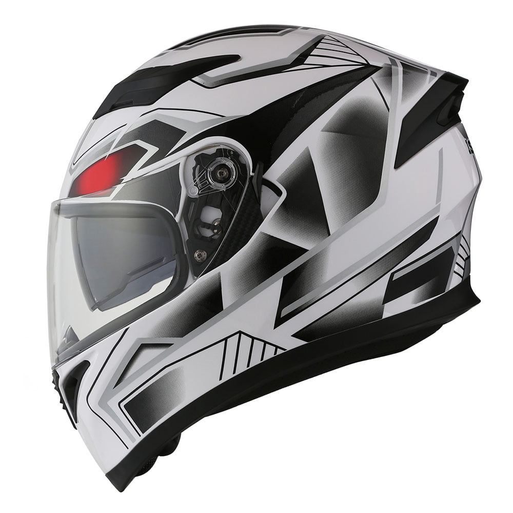 1Storm Motorcycle Full Face Helmet Street Bike Dual Visor/Sun Shield N-HJK316 Panther White