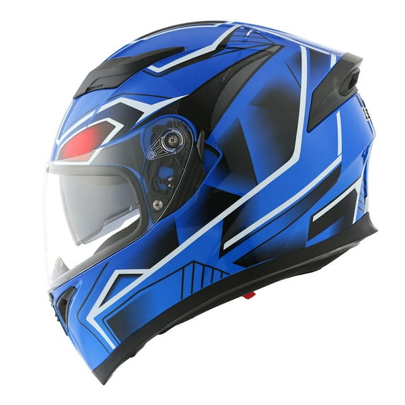 1Storm Motorcycle Full Face Helmet Street Bike Dual Visor/Sun Shield N-HJK316 Panther Blue