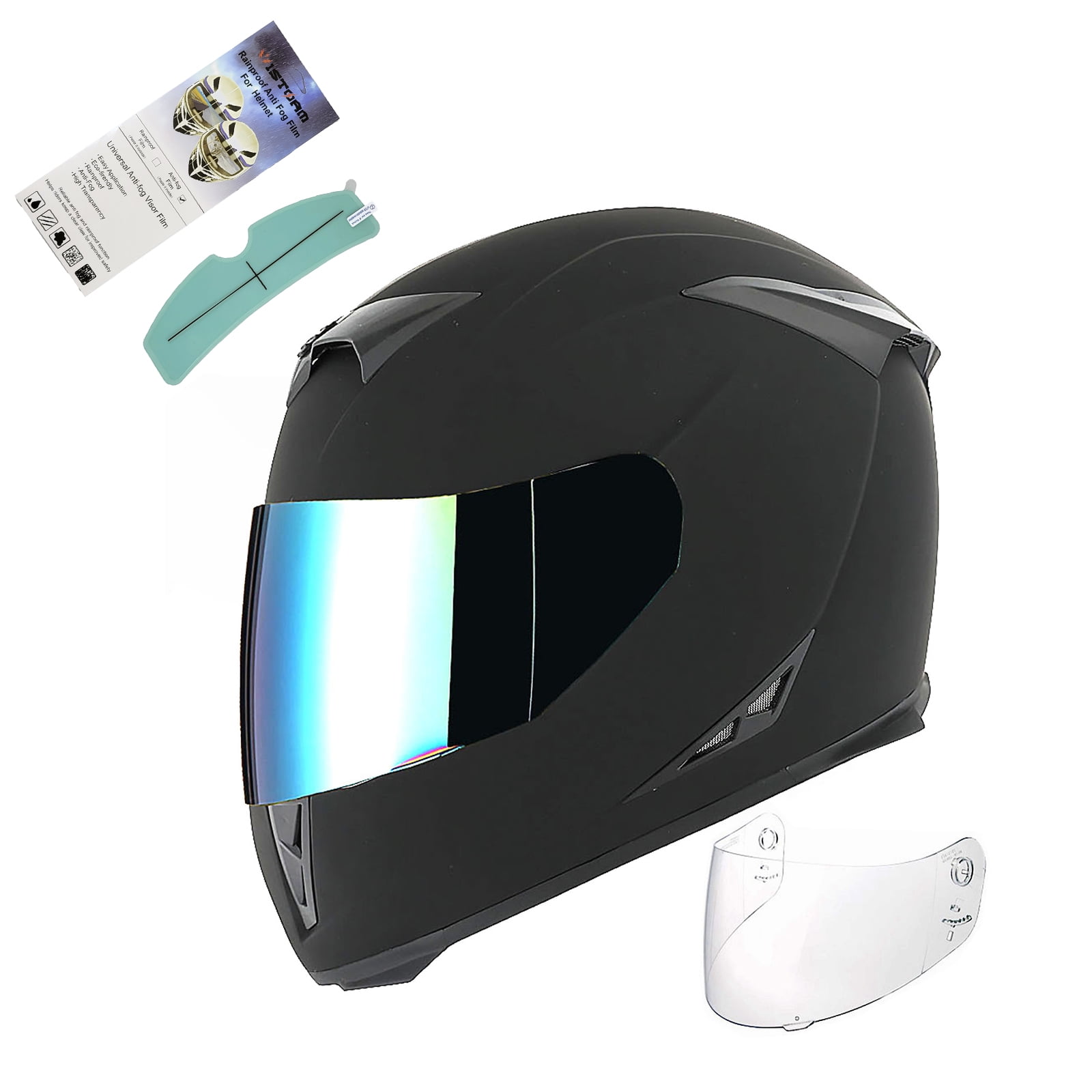 1Storm Motorcycle Full Face Helmet Street Bike Skull King HJK311 + One  Extra Clear Shield; Matt Black