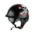 thumbnail image 1 of 1Storm Motorcycle Half Face Helmet Mopeds Scooter Pilot with retractable Inner Smoked Visor HKY205V, White Skull, 1 of 10