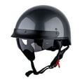 thumbnail image 1 of 1Storm Motorcycle Half Face Helmet Mopeds Scooter Pilot with retractable Inner Smoked VisorHKY205V, Fiber Black, 1 of 10