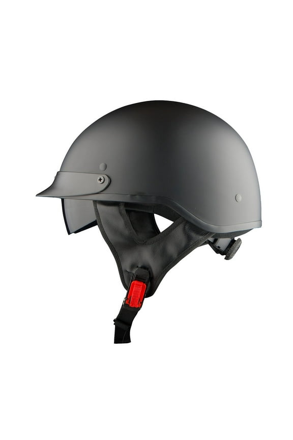 Motorcycle Half Face Helmet Mopeds Scooter Pilot with retratable Inner Smoked Visor HKY205V, Matt Black