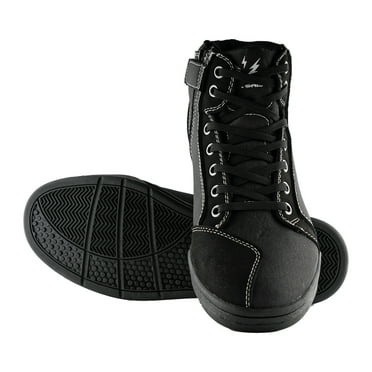 1Storm Motorcycle Men Or Women Fiber Leather Streetbike Casual Boots + Extra Pair of Shoelaces + Boots Gear Shift Protector: HW-001 All Black US 10
