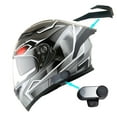 thumbnail image 1 of 1Storm Motorcycle Modular Full Face Flip up Dual Visor Helmet + Spoiler + Motorcycle Bluetooth Headset: HJK316 Mechanic Black, 1 of 7