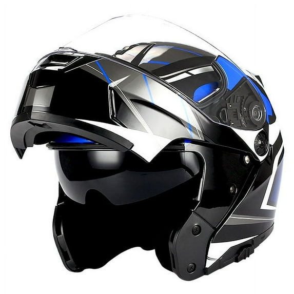1Storm Motorcycle Modular Full Face Helmet Street Bike Flip up Dual Visor/Sun Shield Racing Racing Blue HJA119