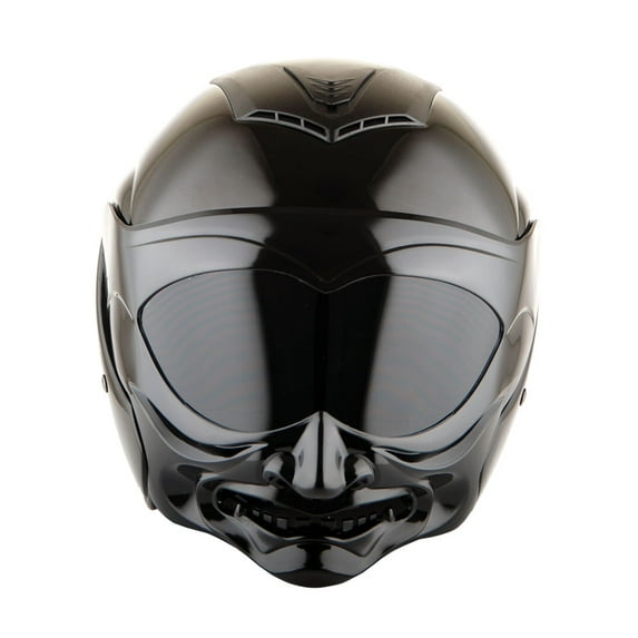 1Storm Motorcycle Open Face Fiber Glass Dual Visor Helmet HB_609 Scooter Classical Knight Bike Samurai Glossy Black + One Extra Clear Shield