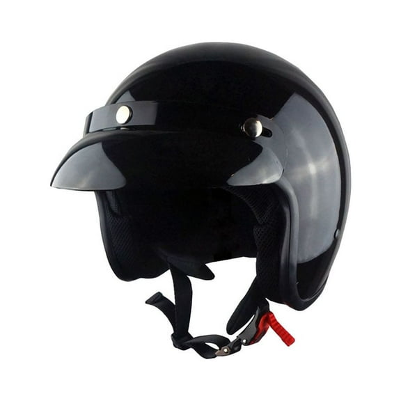 1Storm Motorcycle Open Face Helmet Mopeds Scooter Pilot Half Face Helmet HKY207, Glossy Black
