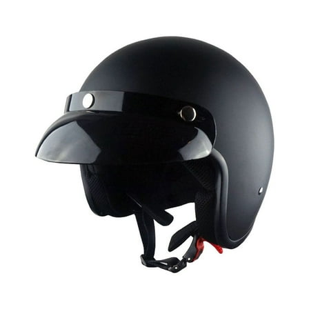 1Storm Motorcycle Open Face Helmet Mopeds Scooter Pilot Half Face Helmet HKY207, Matt Black