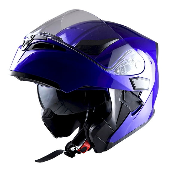1Storm Adult Motorcycle Modular Flip up Street Bike Full Face Dual Visor Helmet HB-B89CLS Glossy Blue