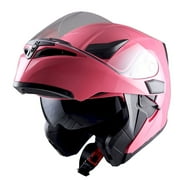 1Storm Adult Motorcycle Modular Flip up Street Bike Full Face Dual Visor Helmet HB-B89CLS Glossy Pink