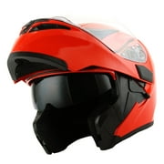 1Storm Adult Motorcycle Modular Flip up Street Bike Full Face Dual Visor Helmet HB-B89CLS Glossy Red