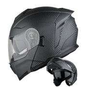 1Storm Motorcycle Street Bike Modular/Flip up Dual Visor Sun Shield Full Face Helmet HJK920 Matte Fiber Black