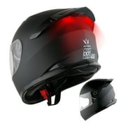 1Storm Motorcycle Youth Kids Street Dirt Bike ATV BMX MX Go Cart Karting Full Face Helmet with LED Tail Light: LED-B15 Matt Black