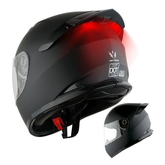 1Storm Motorcycle Youth Kids Street Dirt Bike ATV BMX MX Go Cart Karting Full Face Helmet with LED Tail Light: LED-B15 Matt Black