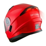 1Storm New Motorcycle Bike Modular Full Face Helmet Dual Visor Sun Shield Modular901 with LED Tail Light: Glossy Black