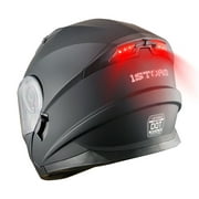 1Storm New Motorcycle Bike Modular Full Face Helmet Dual Visor Sun Shield Modular901 with LED Tail Light: Matt Black