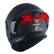 1Storm New Motorcycle Bike Modular Full Face Helmet Dual Visor Sun Shield with Rechargeable LED Tail Light LED-X90 Carbon Fiber Black