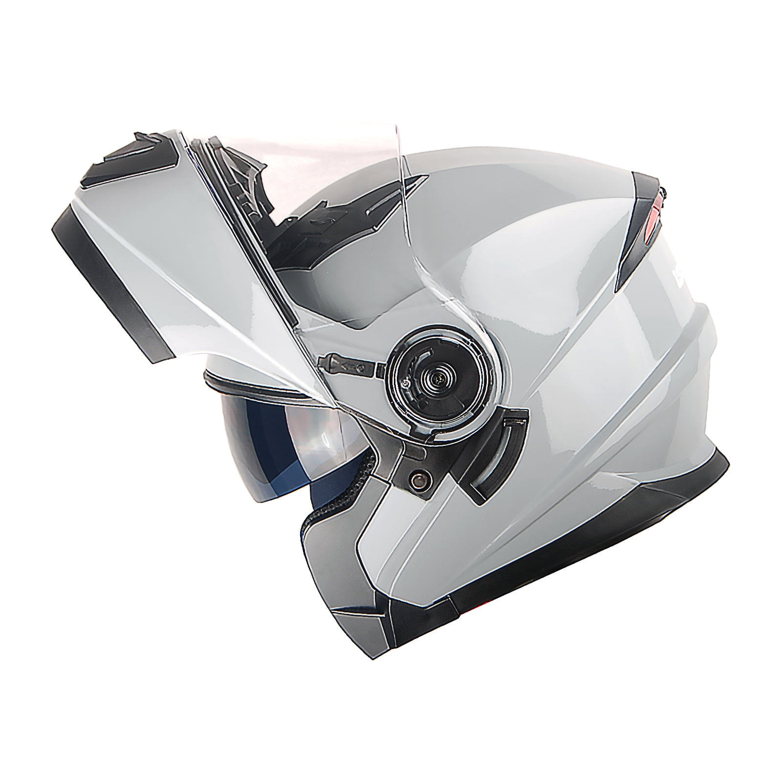 1Storm New Motorcycle Bike Modular Full Face Helmet NOLED901 Dual Visor Sun Shield: Cement Gray