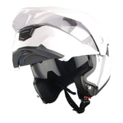 1Storm New Motorcycle Modular Flip up Full Face Helmet Dual Visor HJK910 DSPORT Glossy White