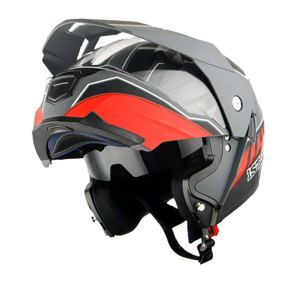 1Storm New Motorcycle Modular Flip up Full Face Helmet Dual Visor: HJK910 DSPORT Race Red