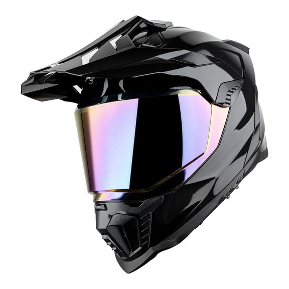 1Storm New Motorcycle Motocross Helmet Dual Sport Off Road Full Face Helmet DS008 Glossy Black