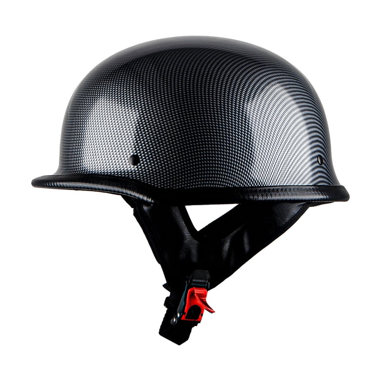 1Storm Novelty Motorcycle Half Face Helmet German Style DOT Approved:  HKY602 Fiber Black - Walmart.com