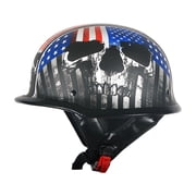 1Storm Novelty Motorcycle Half Face Helmet German Style DOT Approved HKY602 Flag Skull