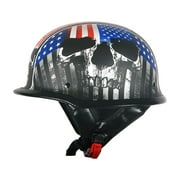 1Storm Novelty Motorcycle Half Face Helmet German Style DOT Approved: HKY602 Flag Skull