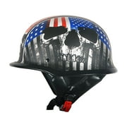 1Storm Novelty Motorcycle Half Face Helmet German Style DOT Approved HKY602 Flag Skull