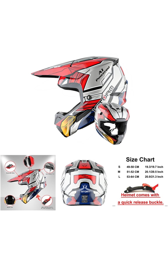 T602 Youth Motocross Helmet with Mecha Red Color and Polycarbonate Shell