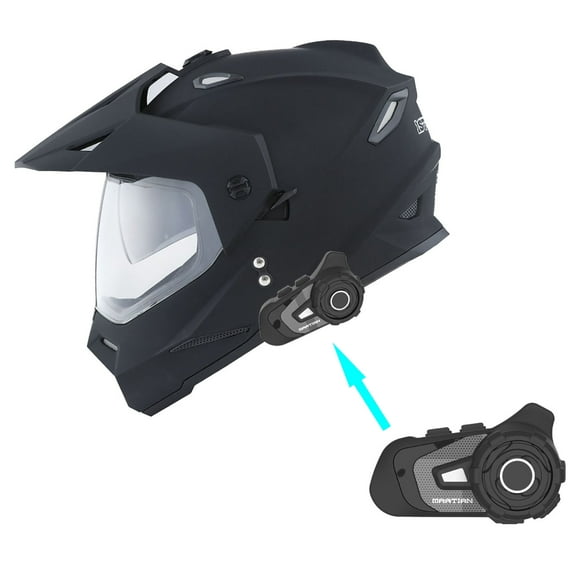 1Storm Youth Kids Dual Sport Dual Visor Motorcycle Motocross Off Road Full Face Helmet: HF802Youth Matt Black + Motorcycle Bluetooth Headset