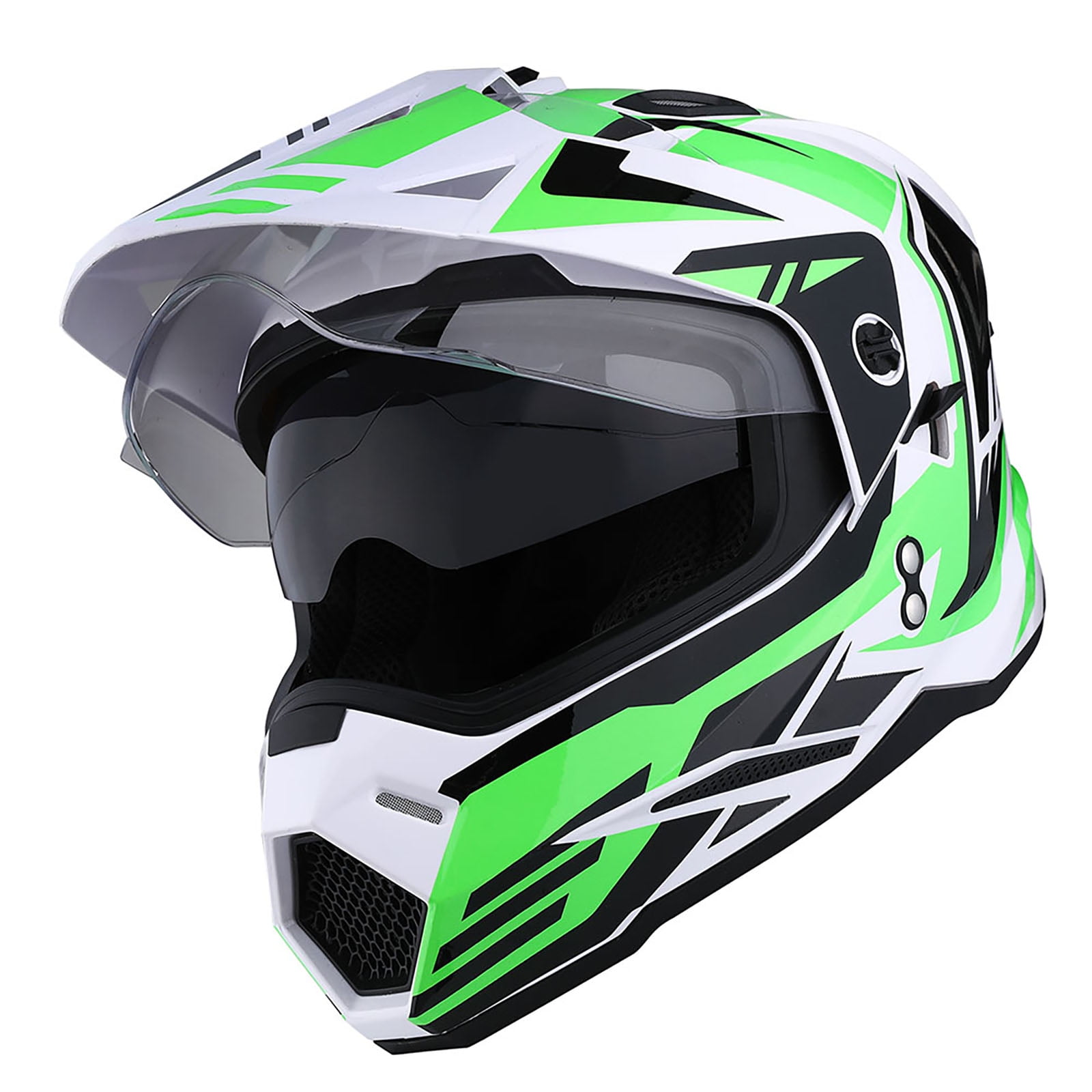 1Storm Youth Kids Dual Sport Dual Visor Motorcycle Motocross Off Road Full Face Helmet HF802Youth Storm Green